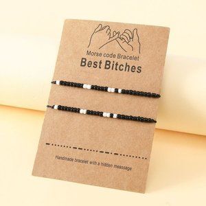 "Best Bitches" Black/White Morse Code Bracelet